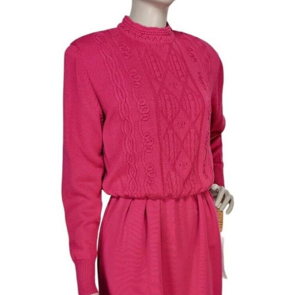 Vintage 80s CIAO Barbie Pink Wool Blend Knit Blouson Sweater Dress Size 4 NEW